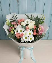 Букет цветов из:  Розы, Лизиантусы и Хризантемы в Сибирцево
