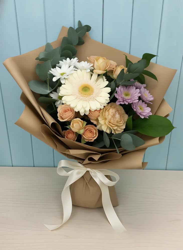 Букет цветов из: Герберы и Хризантемы в Сибирцево