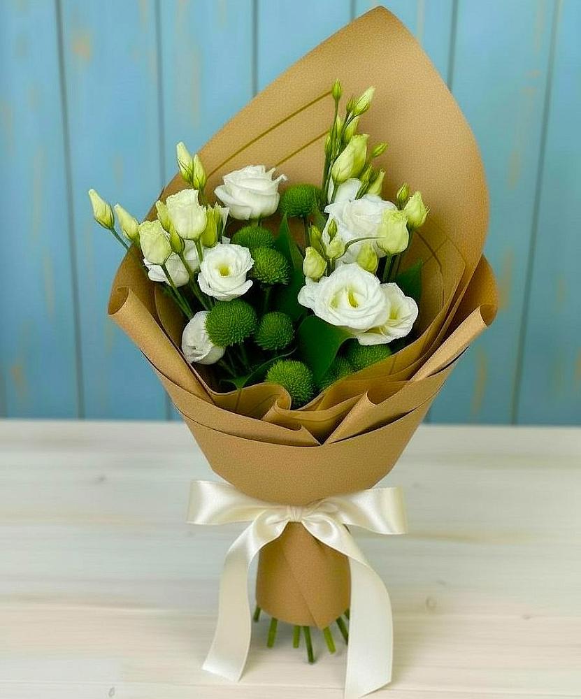 Букет цветов из: Хризантемы и Лизиантусы в Сибирцево