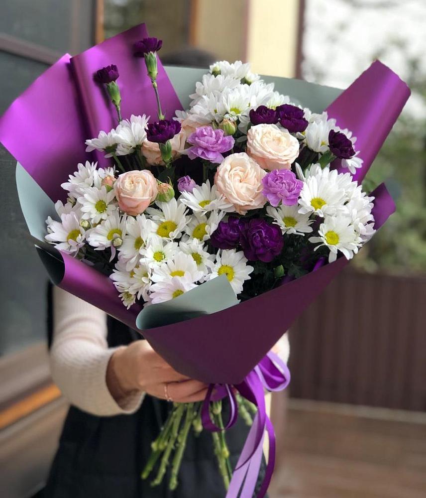 Букет цветов из: Хризантемы, Гвоздики и Розы в Сибирцево