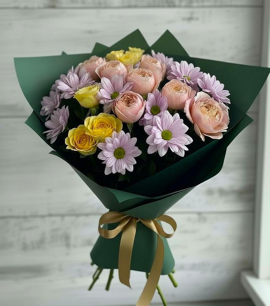 Букет цветов из: Хризантемы и Розы в Сибирцево