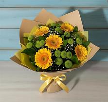 Букет цветов из:  Герберы и Хризантемы #REPLACE_PRED# Сибирцево