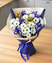 Букет цветов из:  Розы, Ирисы и Хризантемы #REPLACE_PRED# Сибирцево
