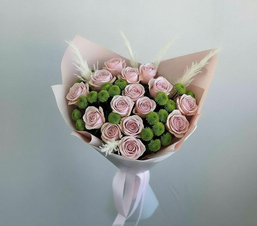 Букет цветов из: Розы и Хризантемы в Сибирцево